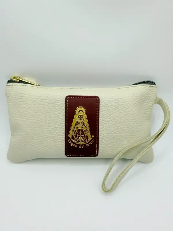 Bolso Cartera De Piel Virgen Del Rocio Blanco Crudo