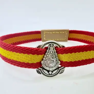 Pulsera Virgen Del Rocio Tela Elastica Rojo Y Amarillo
