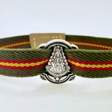 Pulsera Virgen Del Rocio Tela Elastica Verde Y Amarillo