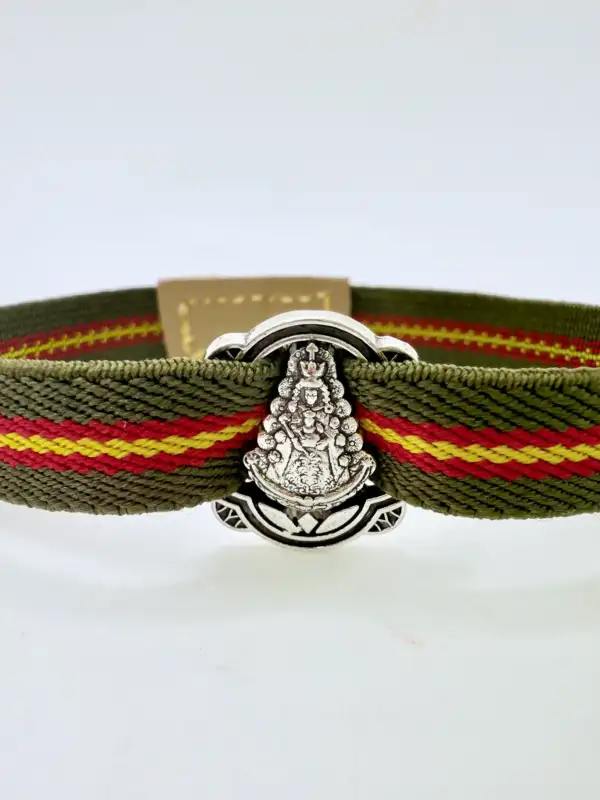 Pulsera Virgen Del Rocio Tela Elastica Verde Y Amarillo