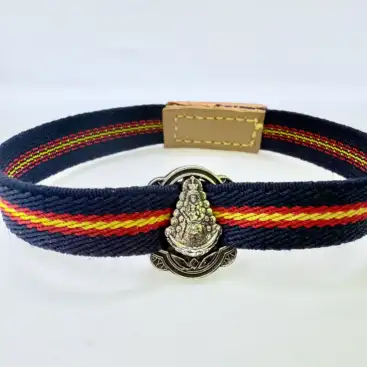 Pulsera Virgen Del Rocio Tela Elastica Azul Y Amarillo