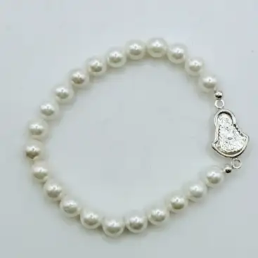Pulsera Virgen Del Rocio Perlas Plata De Ley