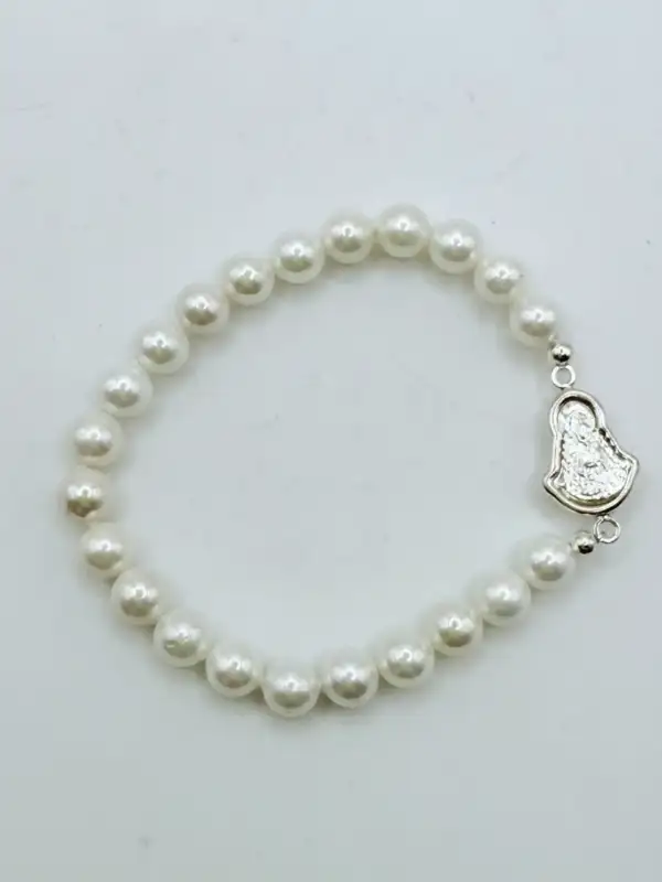 Pulsera Virgen Del Rocio Perlas Plata De Ley