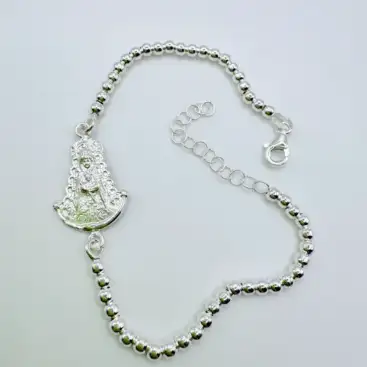 Pulsera Virgen Del Rocio Bolas Plata De Ley