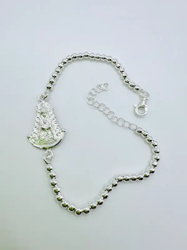 Pulsera Virgen Del Rocio Bolas Plata De Ley