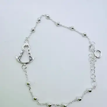 Pulsera Virgen Del Rocio Cadena Y Bolitas Plata De Ley