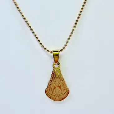 Colgante Virgen Del Rocio Placa Acero Dorado Pequeño