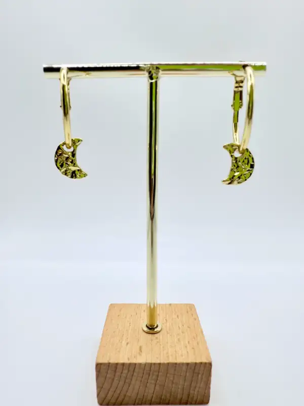 Pendientes Aro Y Luna Acero Dorado