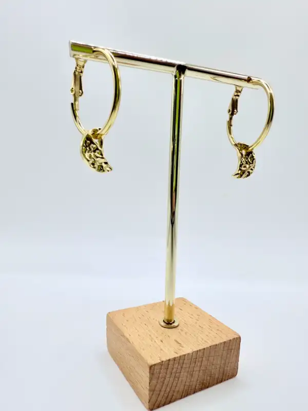 Pendientes Aro Y Luna Acero Dorado - Imagen 2