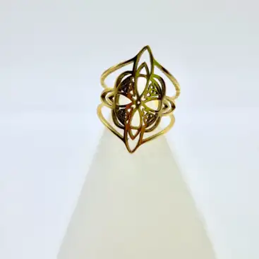 Anillo Nudo De Bruja Acero Dorado Regulable