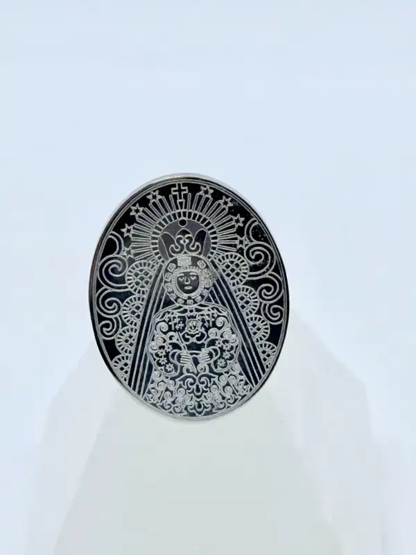 Anillo Virgen Del Rocio Acero Plateado