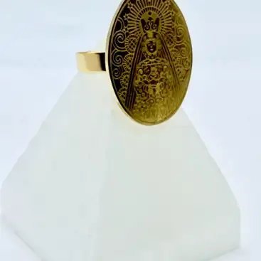 Anillo Virgen Del Rocio Acero Dorado