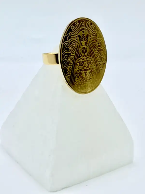 Anillo Virgen Del Rocio Acero Dorado