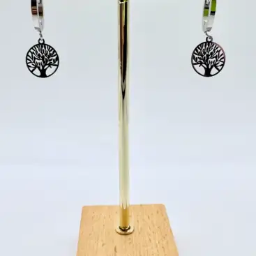 Pendientes Aro Arbol De La Vida Acero Plateado