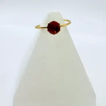 Anillo Jaspe Rojo Facetado Acero Dorado Regulable