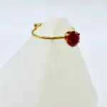 Anillo Jaspe Rojo Facetado Acero Dorado Regulable - Imagen 2