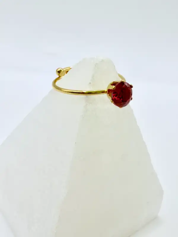 Anillo Jaspe Rojo Facetado Acero Dorado Regulable - Imagen 2