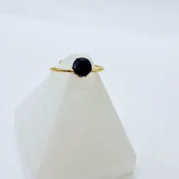 Anillo Lapislazuli Facetado Acero Dorado Regulable