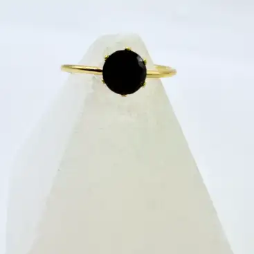 Anillo Onix Facetado Acero Dorado Regulable