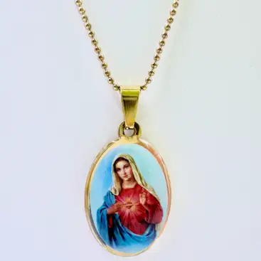 Colgante Virgen Maria Acero Dorado