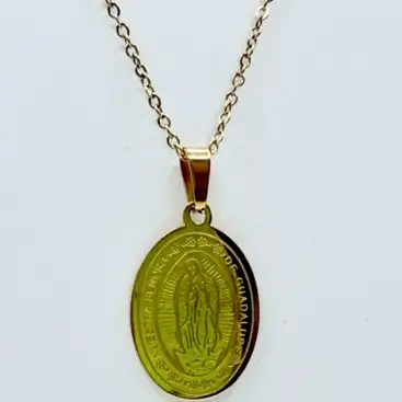 Colgante Virgen De Guadalupe Acero Dorado