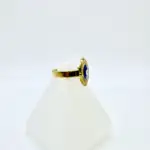 Anillo Ojo Turco Azul Acero Dorado Talla 18 - Imagen 2