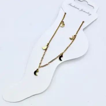 Tobillera Lunas Acero Dorado