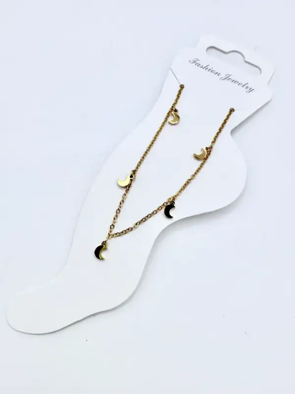 Tobillera Lunas Acero Dorado