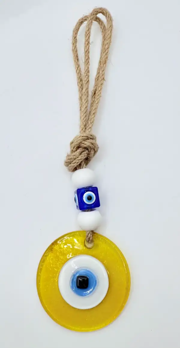Amuleto Ojo Turco Redondo Pequeño Amarillo