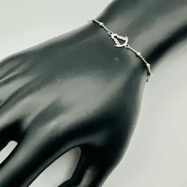 Pulsera Virgen Del Rocio Cadena Y Bolitas Plata De Ley