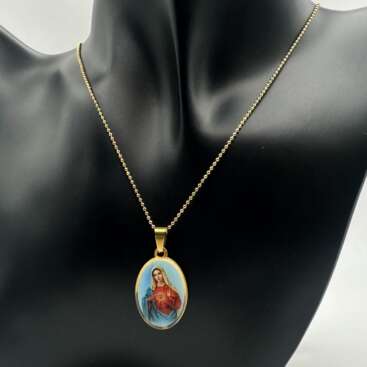 Colgante Virgen Maria Acero Dorado
