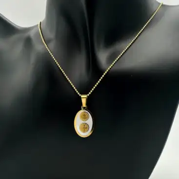 Colgante San Benito Nacar Acero Dorado