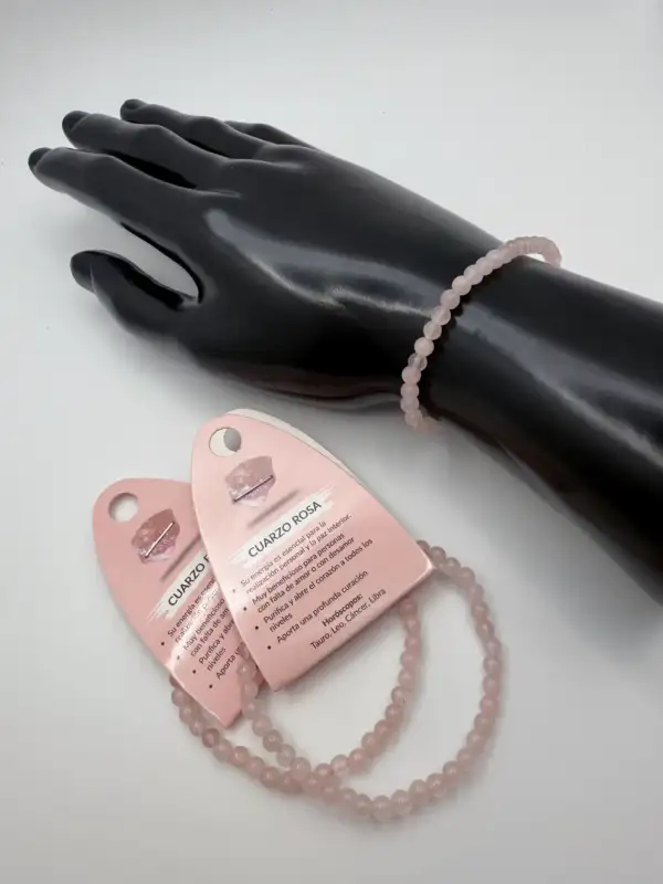Pulsera De Cuarzo Rosa 4mm