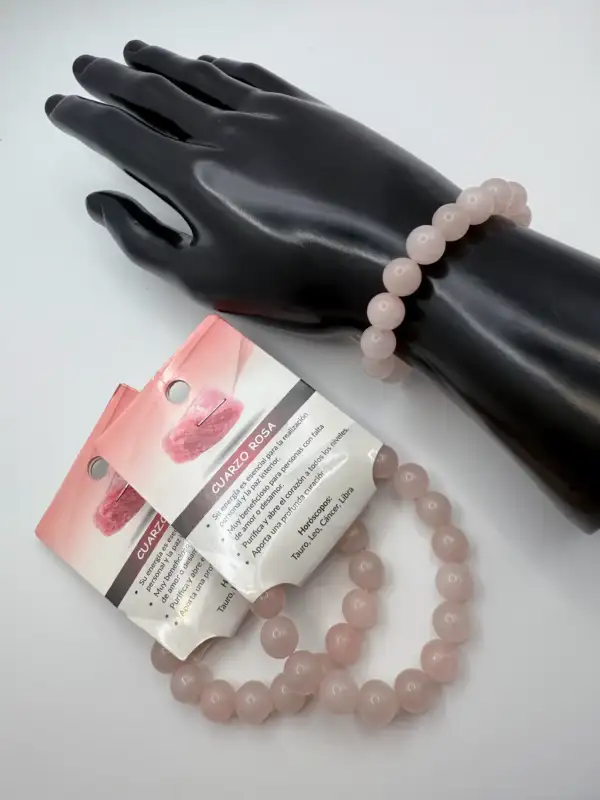 Pulsera De Cuarzo Rosa 10mm