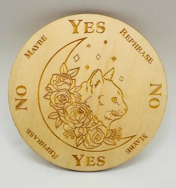 Placa Madera Gato Y Luna