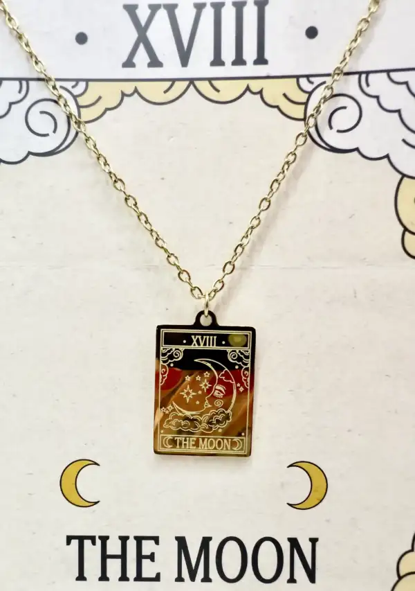 Colgante Carta Tarot Luna Dorado - Imagen 2