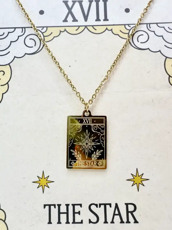 Colgante Carta Tarot La Estrella Dorado - Imagen 2