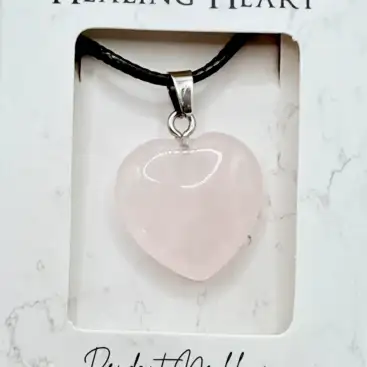 Colgante Corazon De Cuarzo Rosa