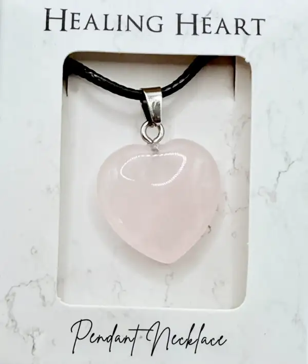 Colgante Corazon De Cuarzo Rosa