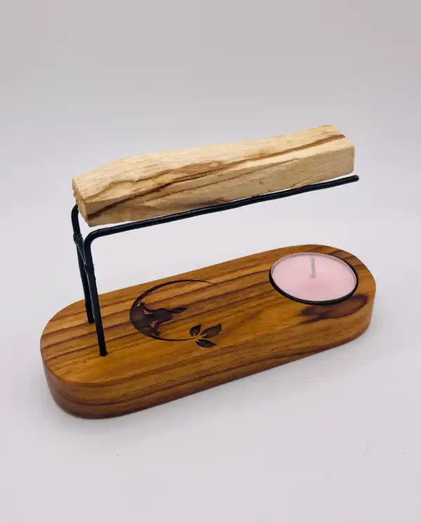 Porta Palo Santo Con Buda Y Luna
