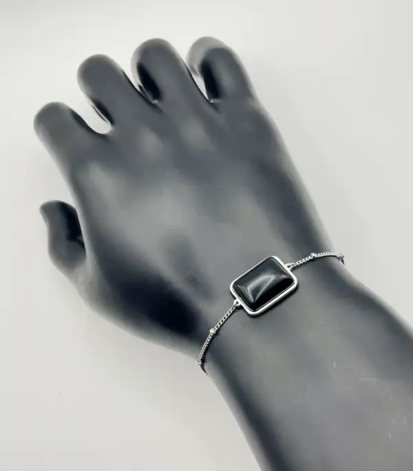 Pulsera Turmalina Acero Plateado