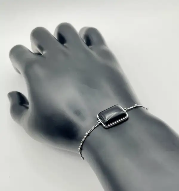 Pulsera Turmalina Acero Plateado - Imagen 2