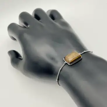 Pulsera Ojo De Tigre Acero Plateado