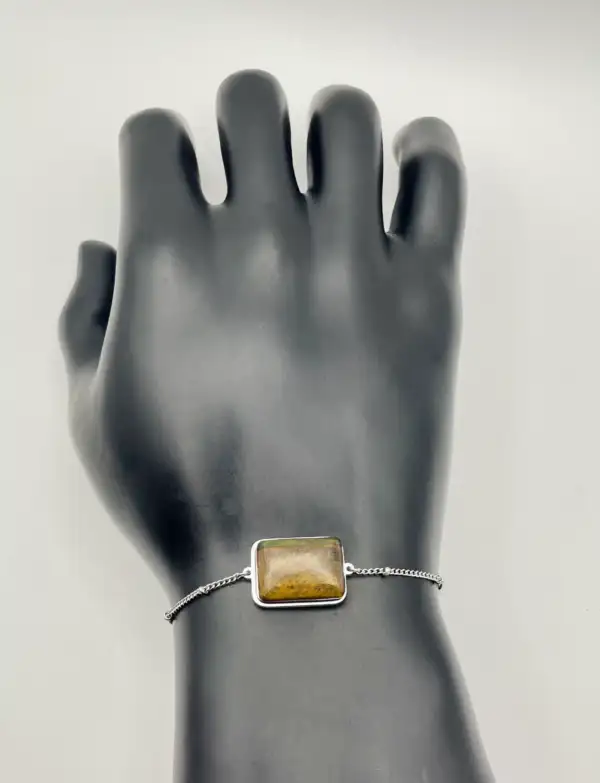 Pulsera Ojo De Tigre Acero Plateado - Imagen 2