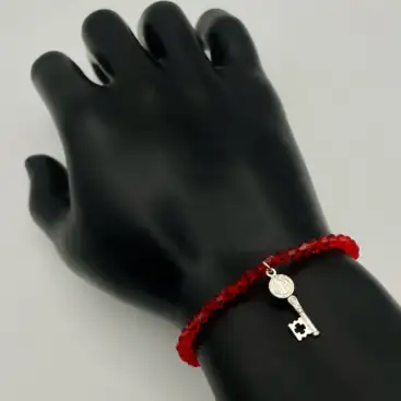 Pulsera Roja Llave San Benito Plata De Ley