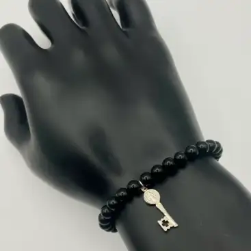 Pulsera Onice Llave San Benito Plata De Ley