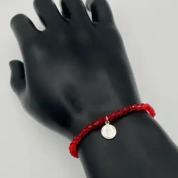 Pulsera Roja Virgen Del Rocio Plata De Ley