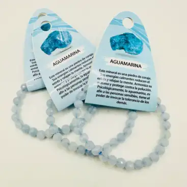 Pulsera Aguamarina Facetada 6mm