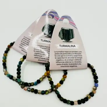 Pulsera Turmalina Verde Facetada 6mm