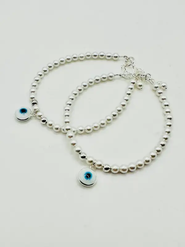 Pulsera Ojo Turco Blanco Plata de Ley